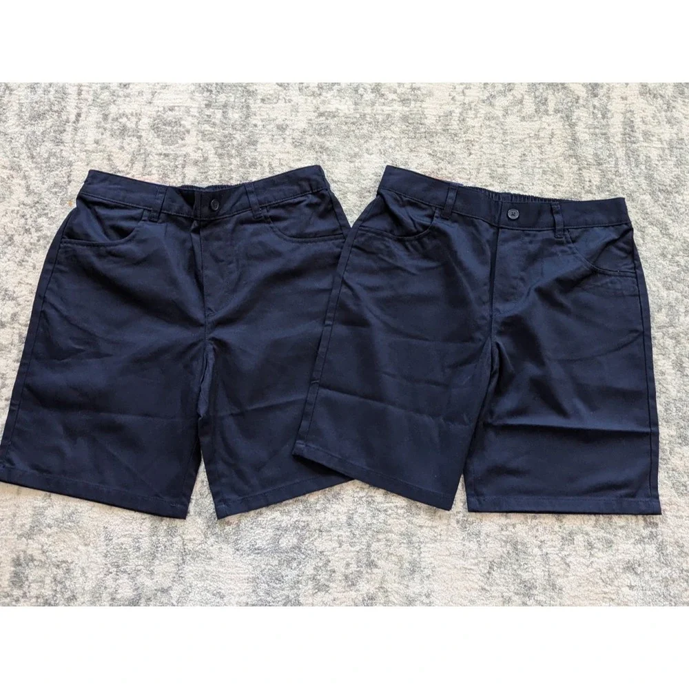 French Toast Uniform‎ Shorts Youth Size 14 Boys Flat Front Navy Shorts Lot of 2